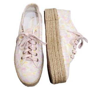 Superga LoveShackFancy Platform Canvas Espadrille Peach Sneaker Shoes 8.5